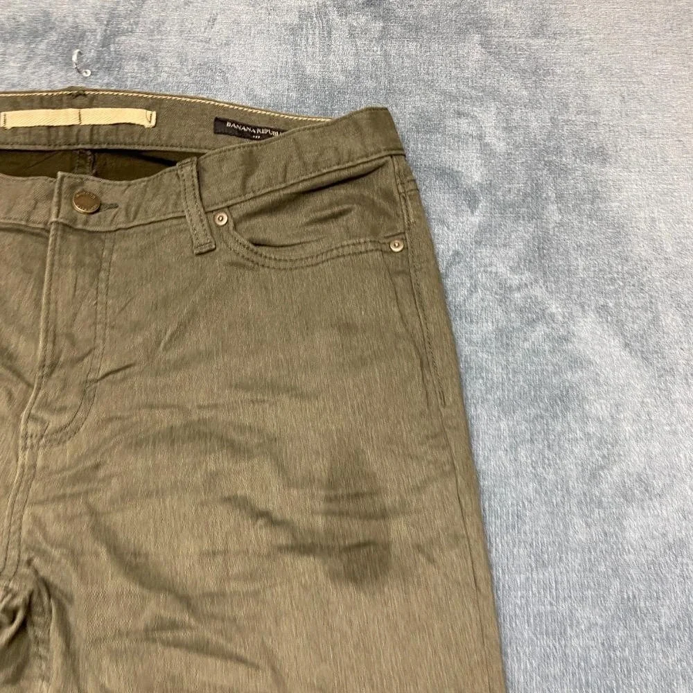 Banana Republic Travel Jeans Mens 34x30 Green Denim Outdoor Straight Slim Fit